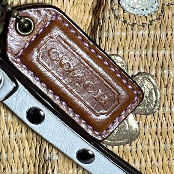 Coach Natalie Tea Rose Straw Kisslock Clutch Wristlet - Picture 2 of 13